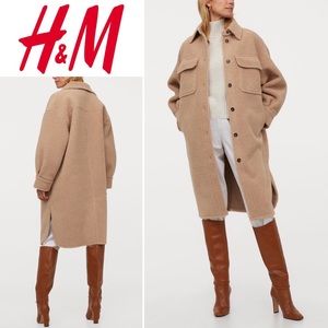H&M Faux Shearling Long Shirt Jacket